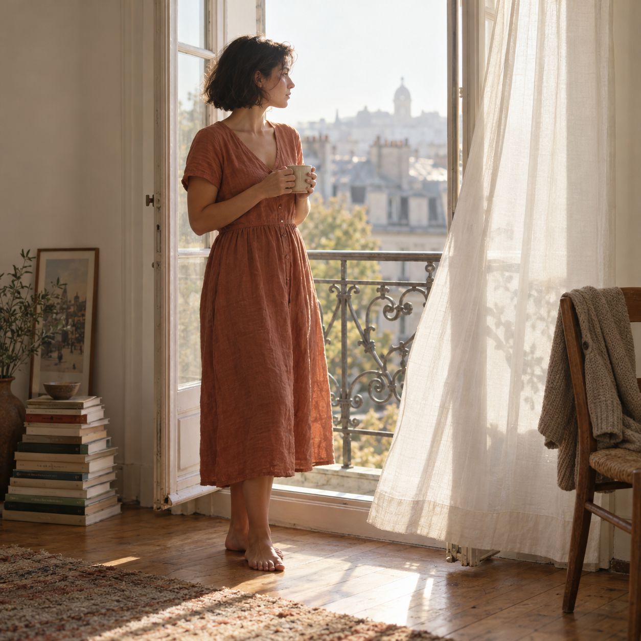 Robes : Lin pour l'été, laine fine pour l'hiver.