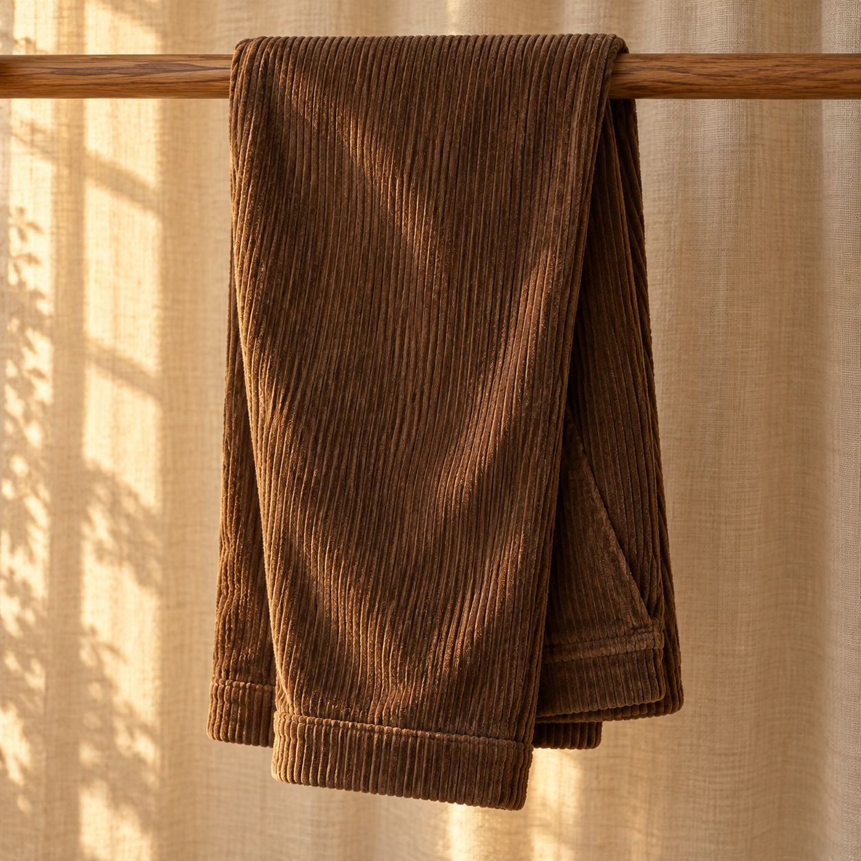 Pantalon Armand, tabac, Velours côtelé 8 côtes, coton